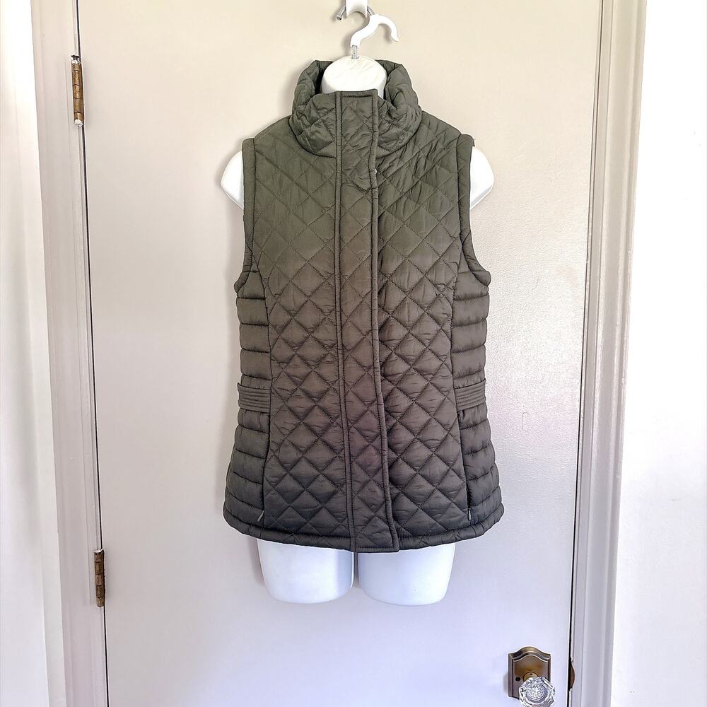 Vintage Tommy Hilfiger Olive Green Quilted Puffer Vest - XS